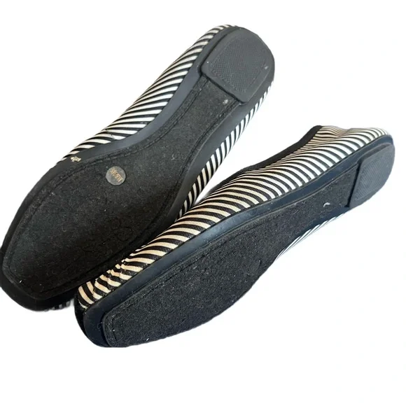 Jessica Simpson Black and Cream Striped Bow Ballet Flats - Picture 2 of 2